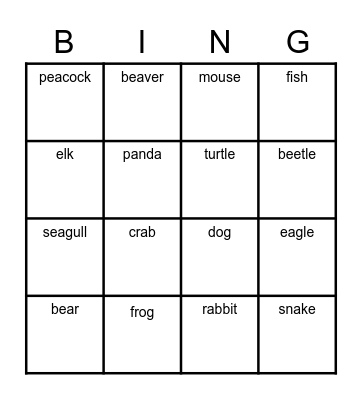 Ocean Bingo Card