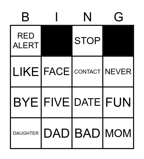 INSIDE OUT Bingo Card