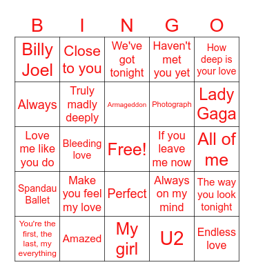 Love Bingo Card