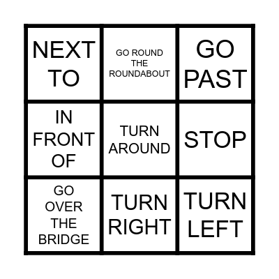 DIRECTIONS BINGO Card