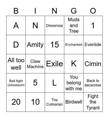 Katsuo Bingo Card