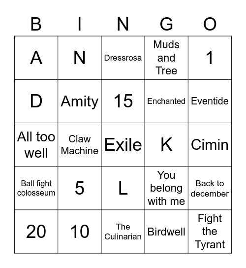 Katsuo Bingo Card