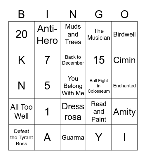 kanyakabr Bingo Card
