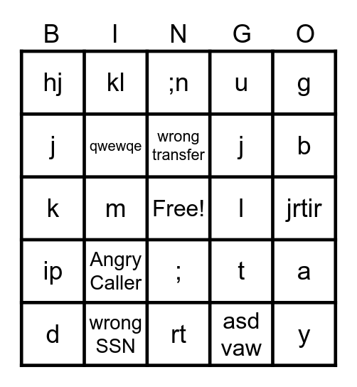 Phone Bingo Card