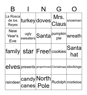 Holiday Bingo Card