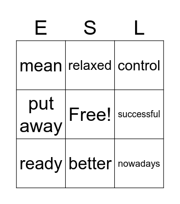 Unit 3 Vocabulary "Successful People" Bingo Card