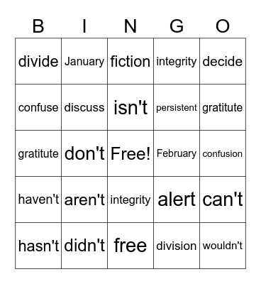 List 20 Bingo Card
