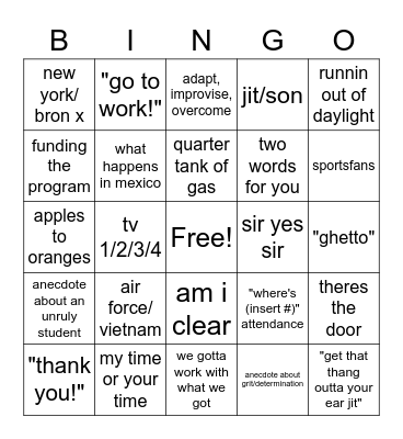 b52- bingo baby Bingo Card