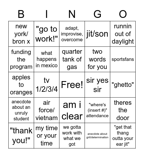 b52- bingo baby Bingo Card