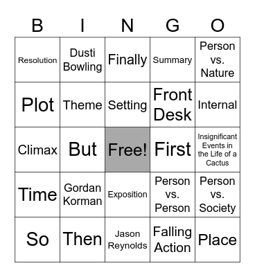 Book Club Bingo Card