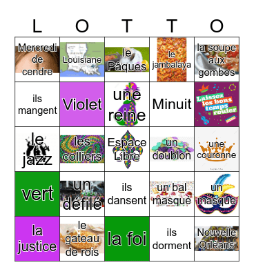 Mardi Gras Bingo Card