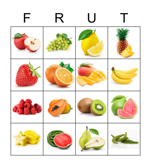 Las Frutas Bingo Card