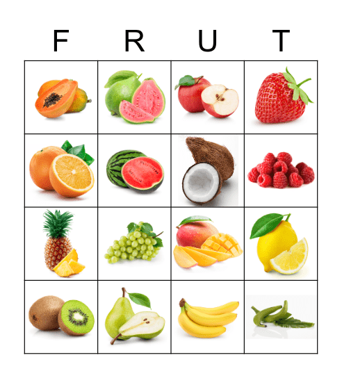 Las Frutas Bingo Card