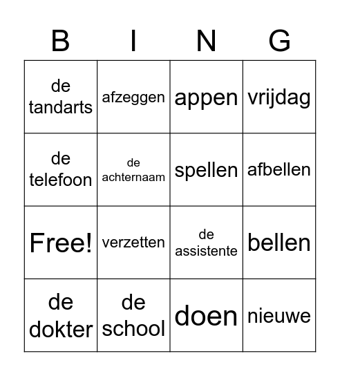 DISK bellen en mailen Bingo Card