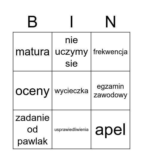 zebranie Bingo Card