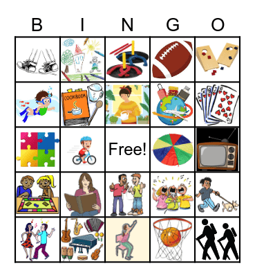 Leisure Time Bingo Card