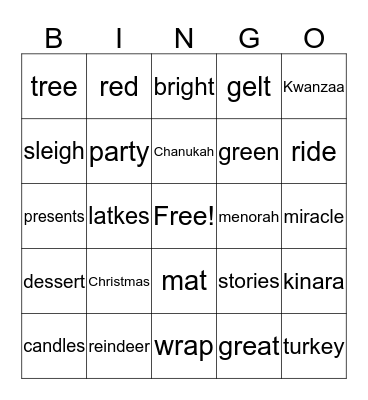 Speech Bingo Card