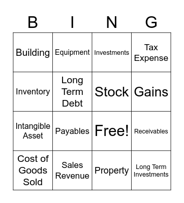 Financial Statements BINGO! Bingo Card