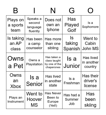 Spain and Portugal 2023 Predeparture Bingo Card