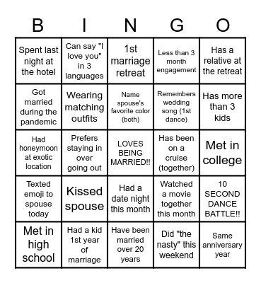 WILD ABOUT YOU Bingo Card