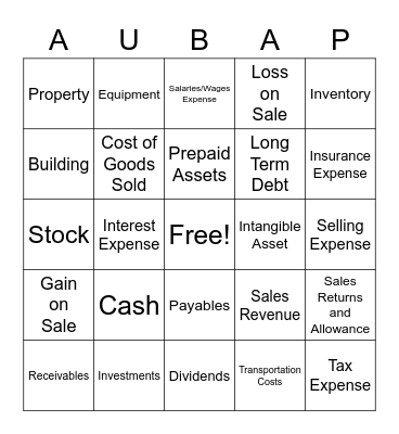 Financial Statement BINGO Card