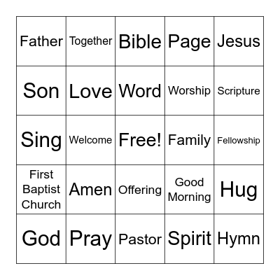 Amen Card Bingo Card