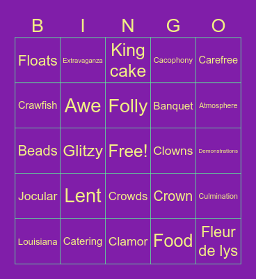 Mardi Gras Bingo Card