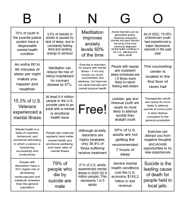 Healthy Hornet Bingo Card