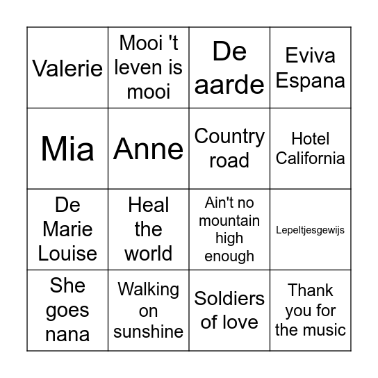 BINGO DEL CANTO Bingo Card