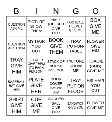 DIRECTIONAL VERBS WITH CLASSIFIERS Bingo Card