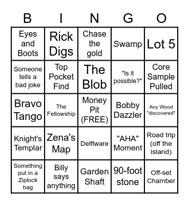 Curse of Oak Island Bingo Card