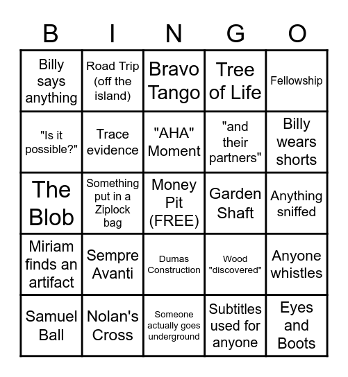 Curse of Oak Island Bingo Card