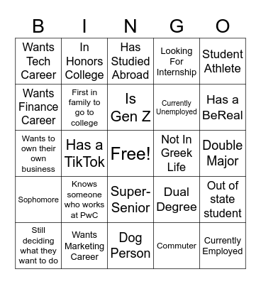 Networking Bingo Card