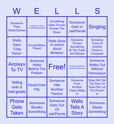 6th Period English Bingo Card