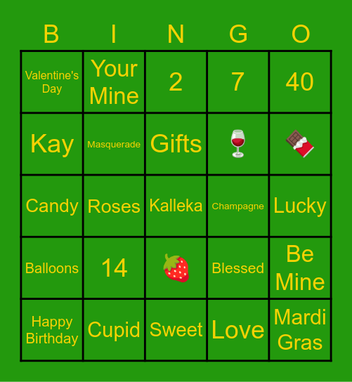 Kalleka's 40th Birthday Game!!! Bingo Card