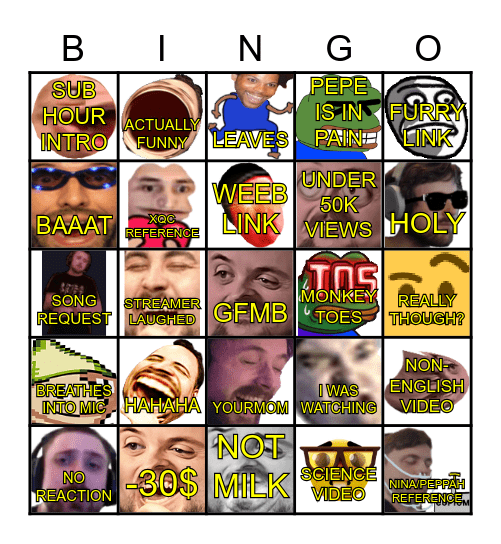 forsen Bingo Card