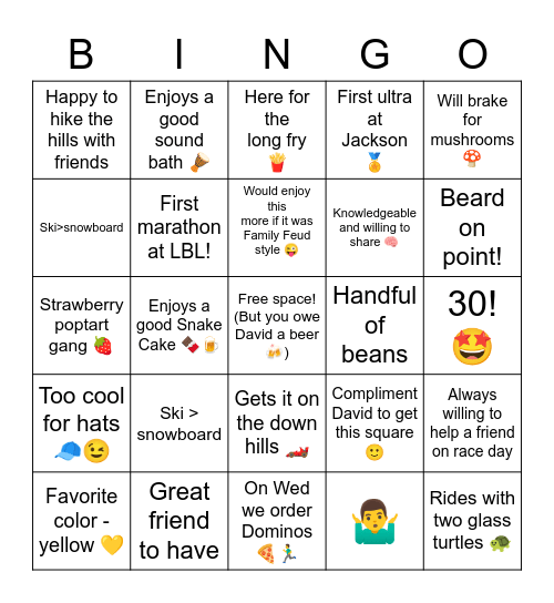 David Birthday Bingo! Bingo Card