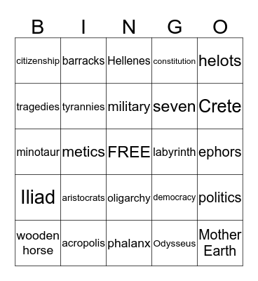 Chapter 10 Greece Bingo Card