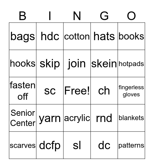 CROCHET Bingo Card