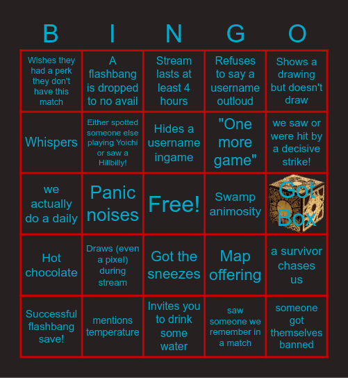 KiazRell DBD Stream Bingo Card