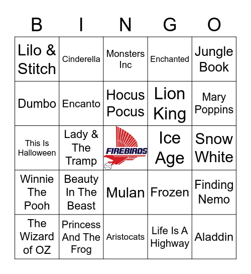 Children's Movies Bingo Card