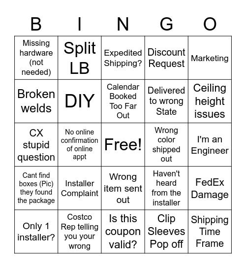SafeRacks Bingo Card