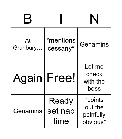 Lunch With Josh Bingo Card