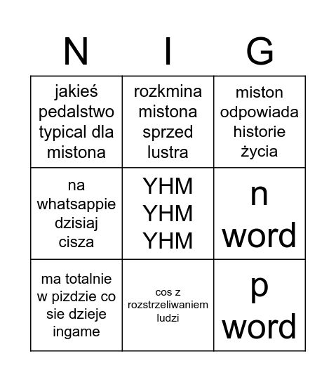 stream komentatorski mistona Bingo Card