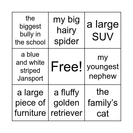 Appositives Bingo Card