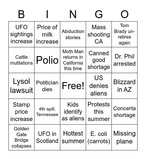 2023 Bingo Card