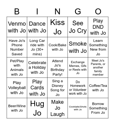 Birthday Bingo Card
