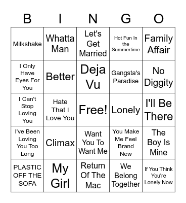 R&B Round 1 Bingo Card