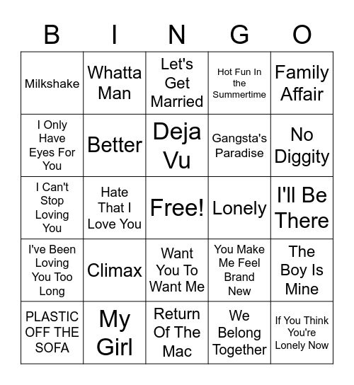 R&B Round 1 Bingo Card