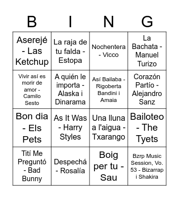 BINGO MUSICAL Bingo Card